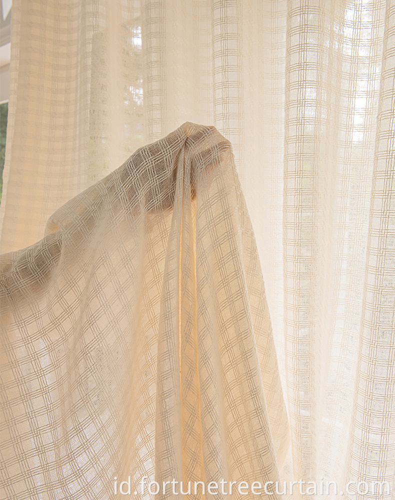 Checked Jacquard Sheer Curtain